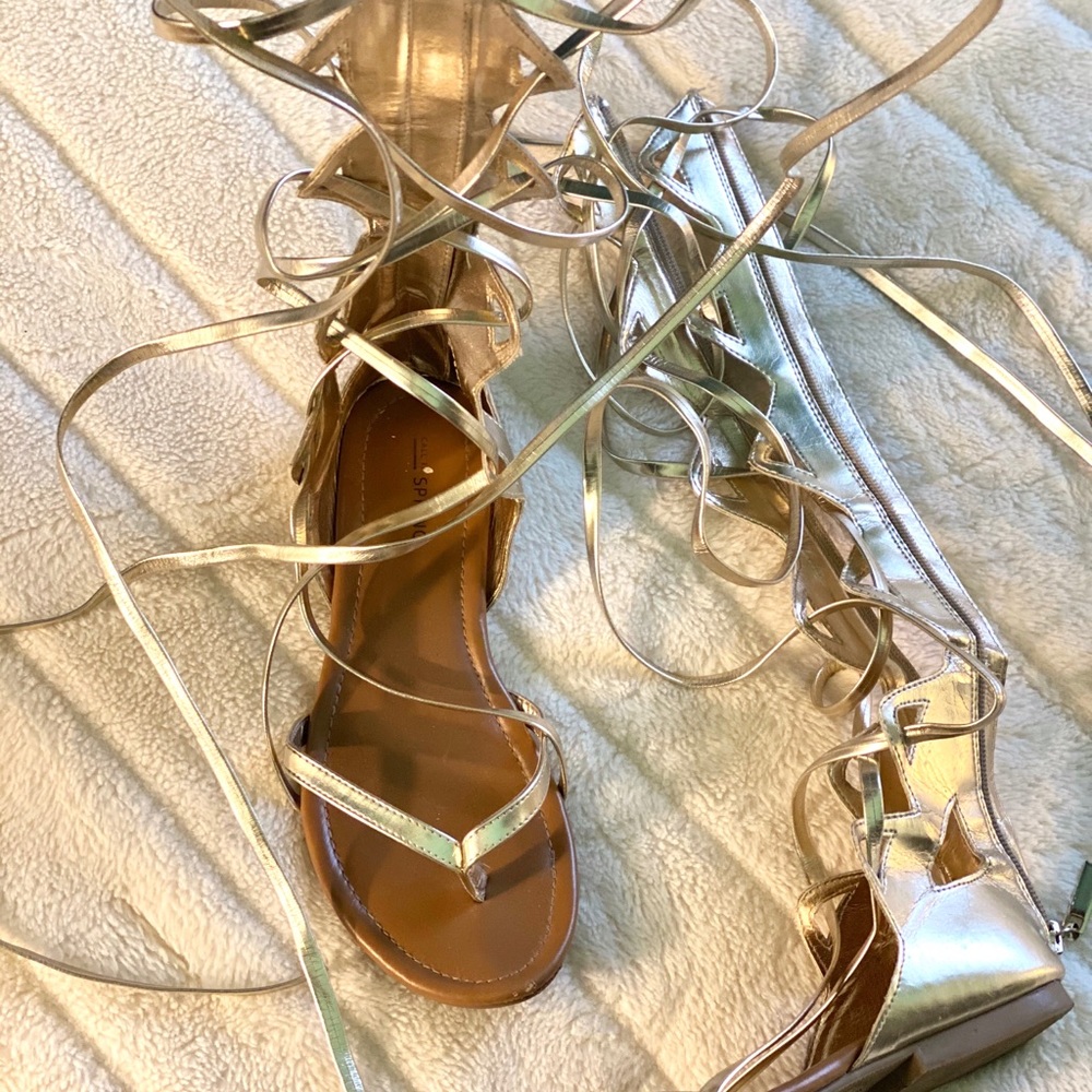 Gold Strap-Up Sandals